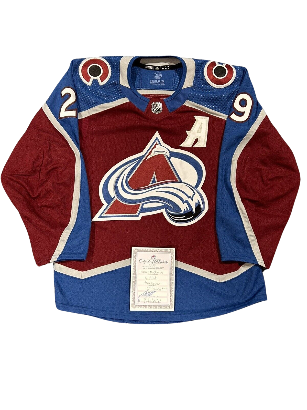 Nathan MacKinnon 2023/24 Opening Night Game Worn Jersey