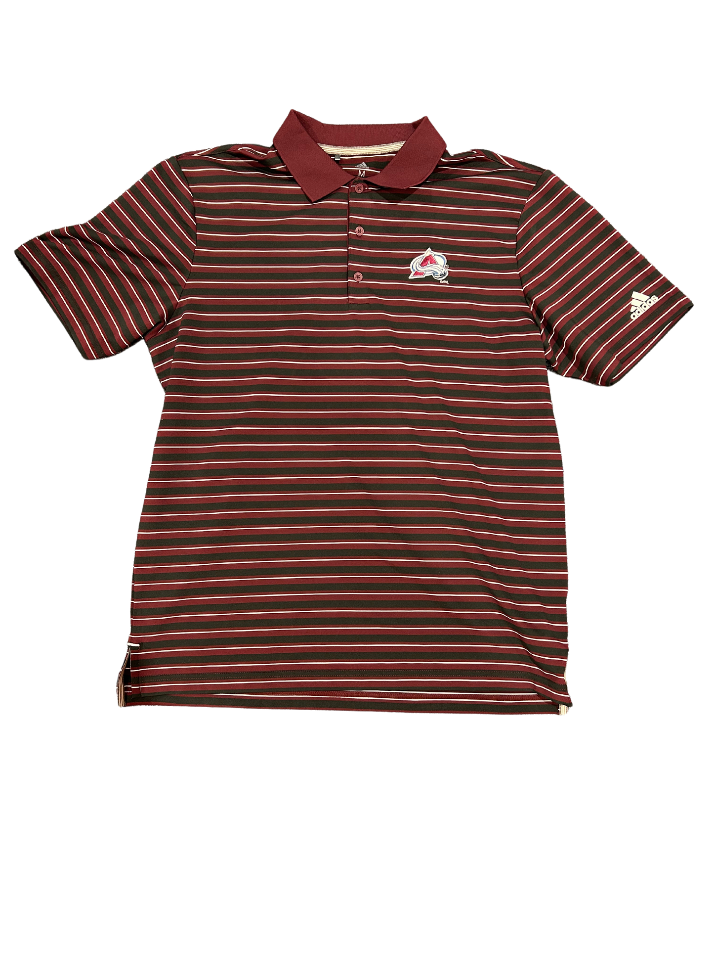 Colorado Avalanche Maroon (Striped) Adidas Golf Polo