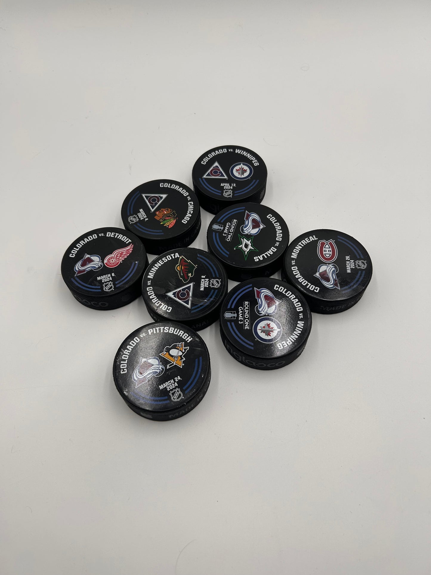 Colorado Avalanche 2023/24 Warm Up Used Pucks