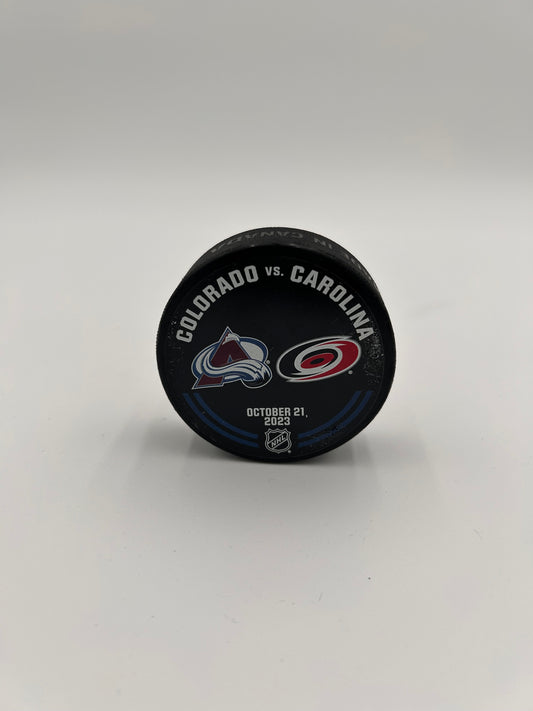 Colorado Avalanche Warm-Up Used Puck (Carolina)