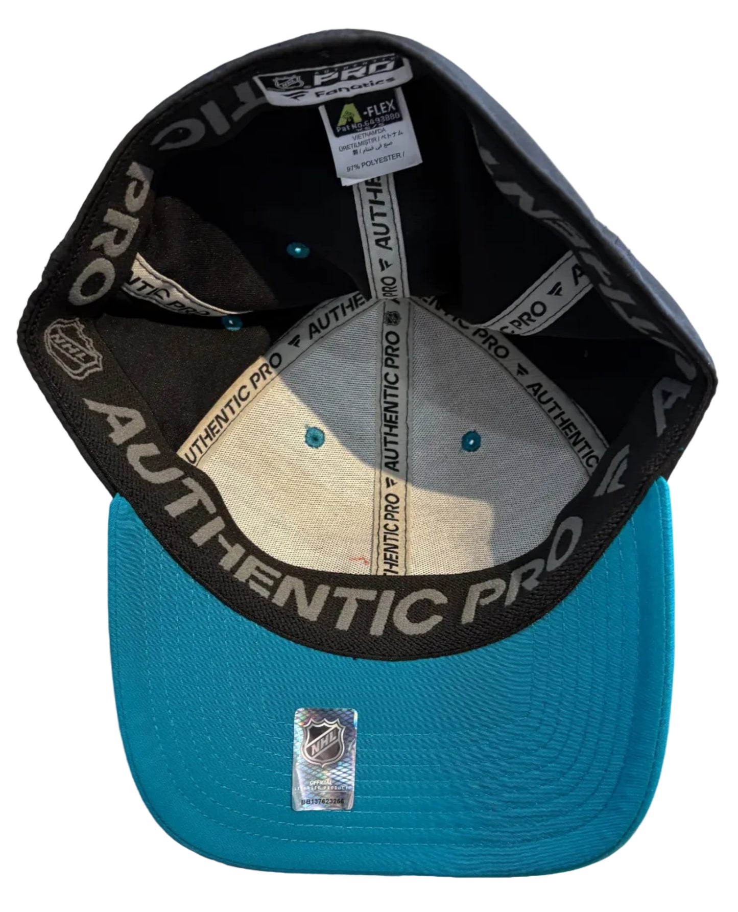 San Jose Sharks Team Issued Fanatics Black Men's Fitted Hat (SJS)