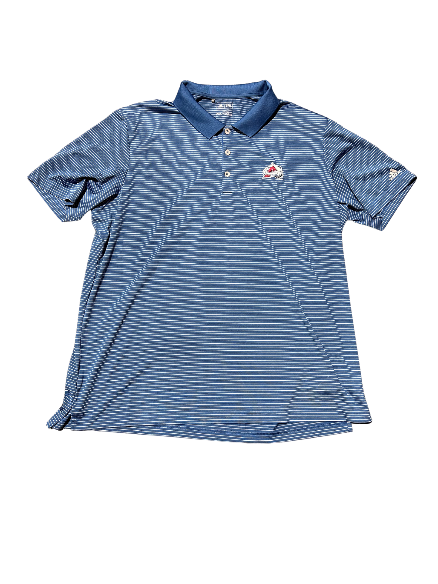 Colorado Avalanche Blue Striped Adidas Golf Polo