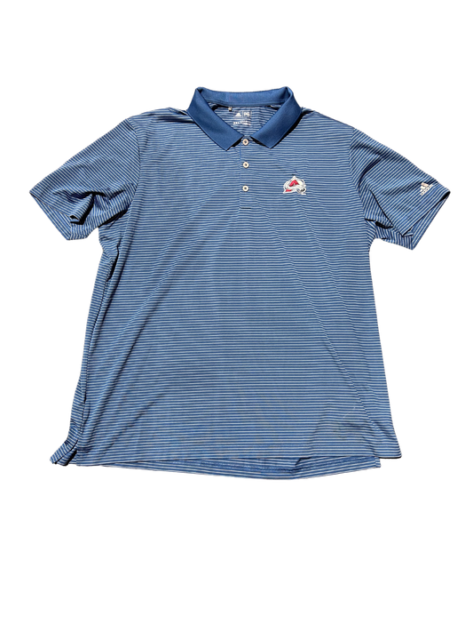 Colorado Avalanche Blue Striped Adidas Golf Polo
