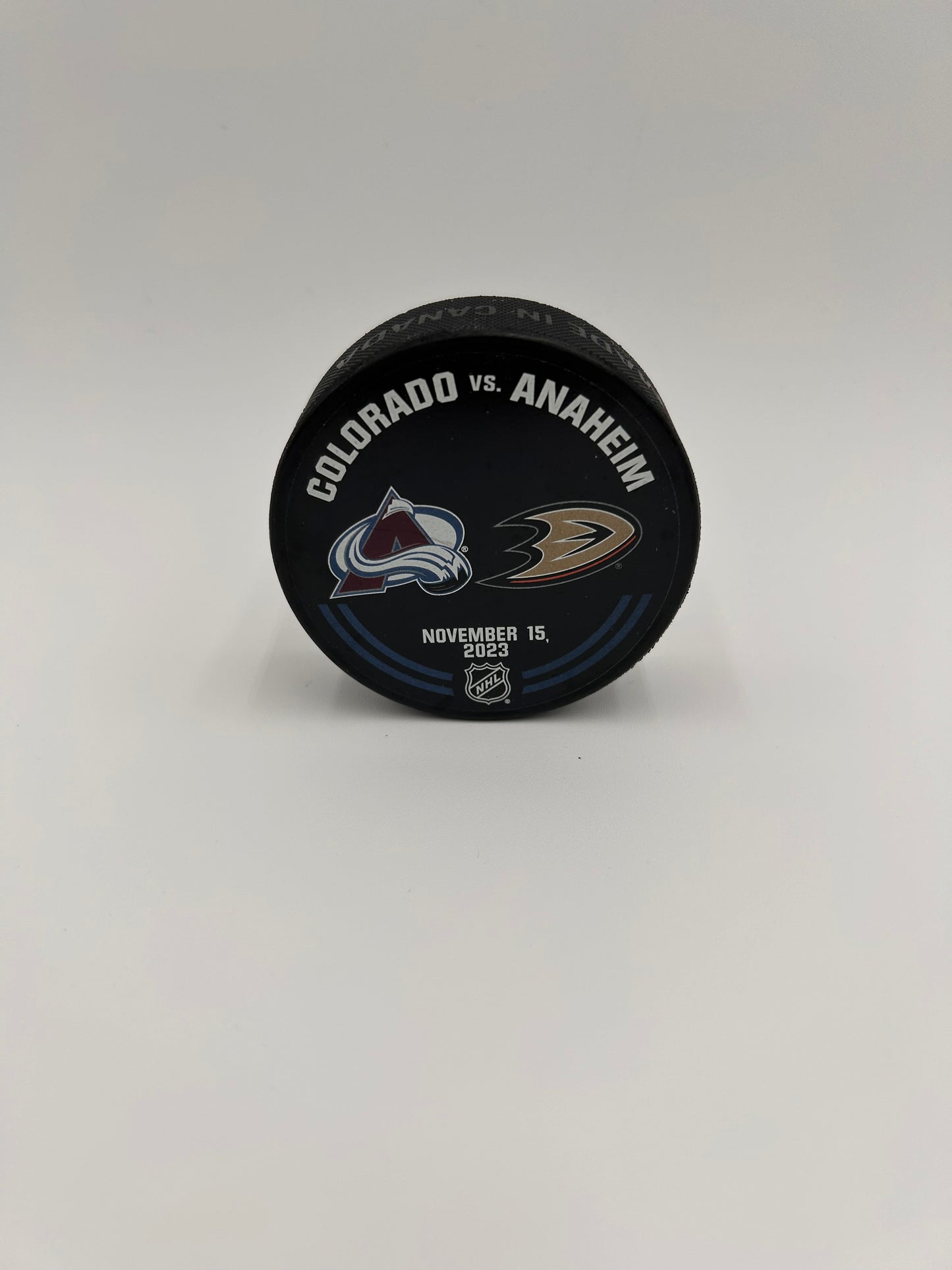 Colorado Avalanche Warm-Up Used Puck (Ducks)