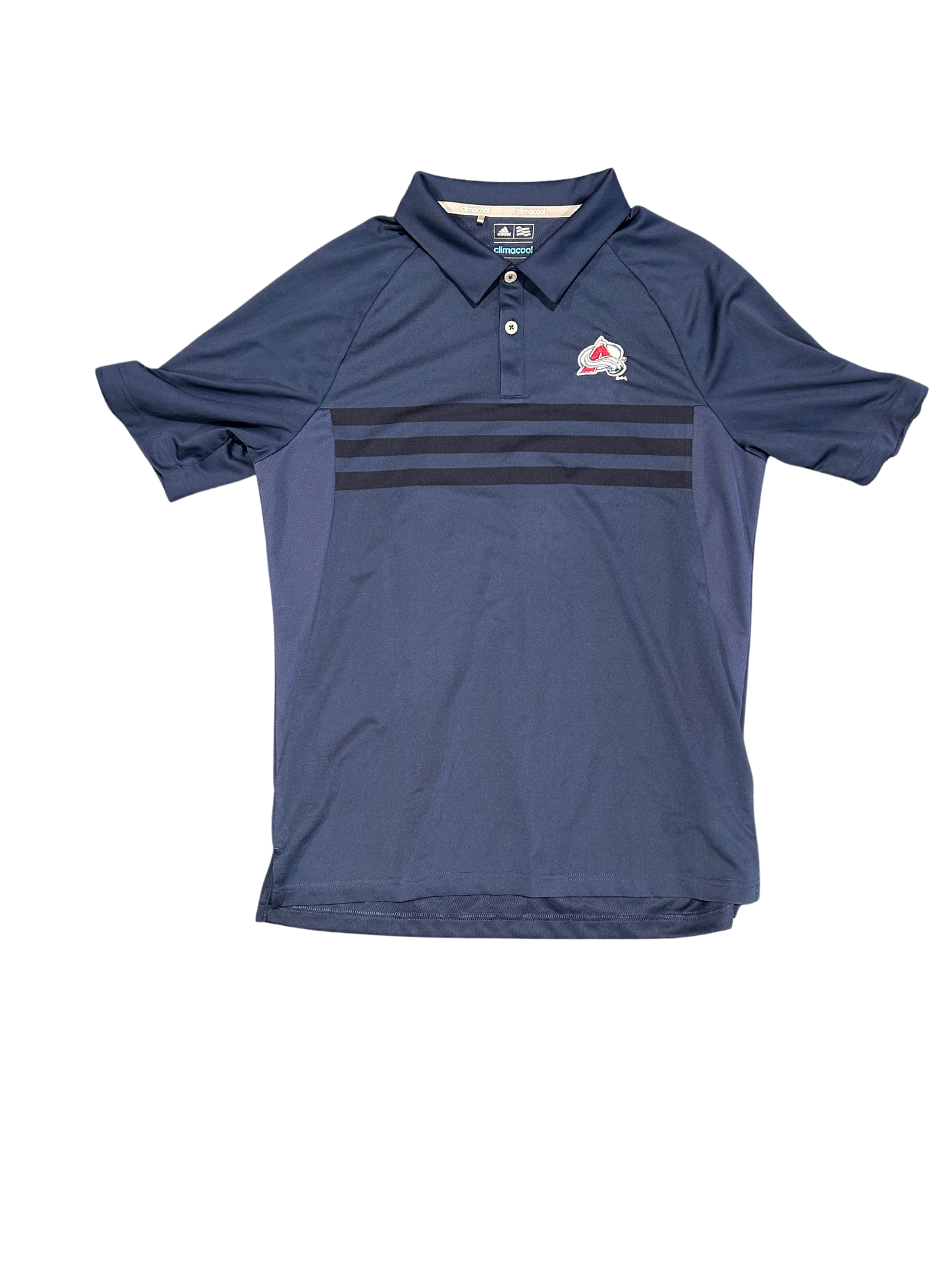 Colorado Avalanche Blue (Striped) Adidas Clima Cool Golf Polo