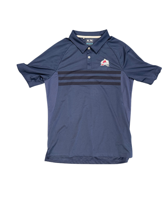 Colorado Avalanche Blue (Striped) Adidas Clima Cool Golf Polo