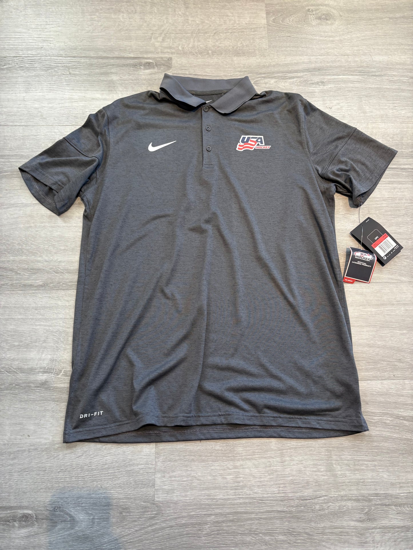 New Team USA Gray Nike Short Sleeve Sleeve Polo (Large)