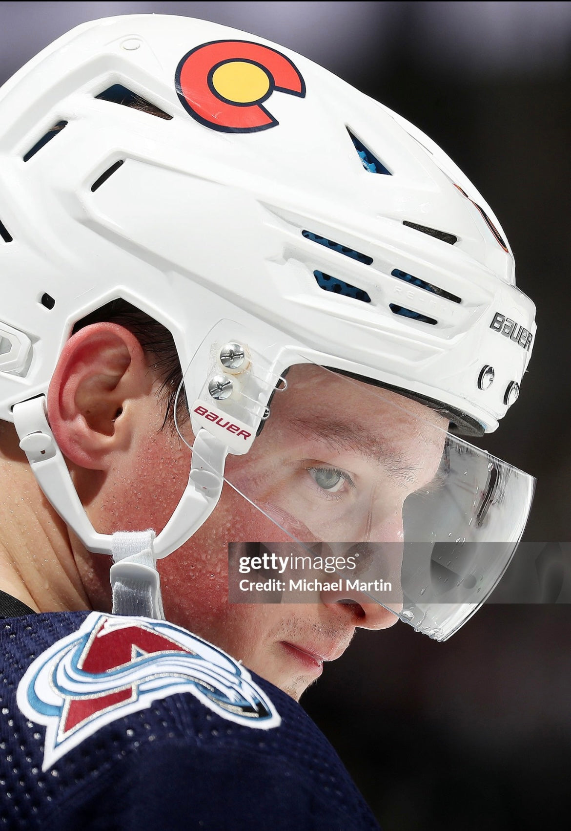 Cale Makar 2022/23 Game Worn Reverse Retro Helmet