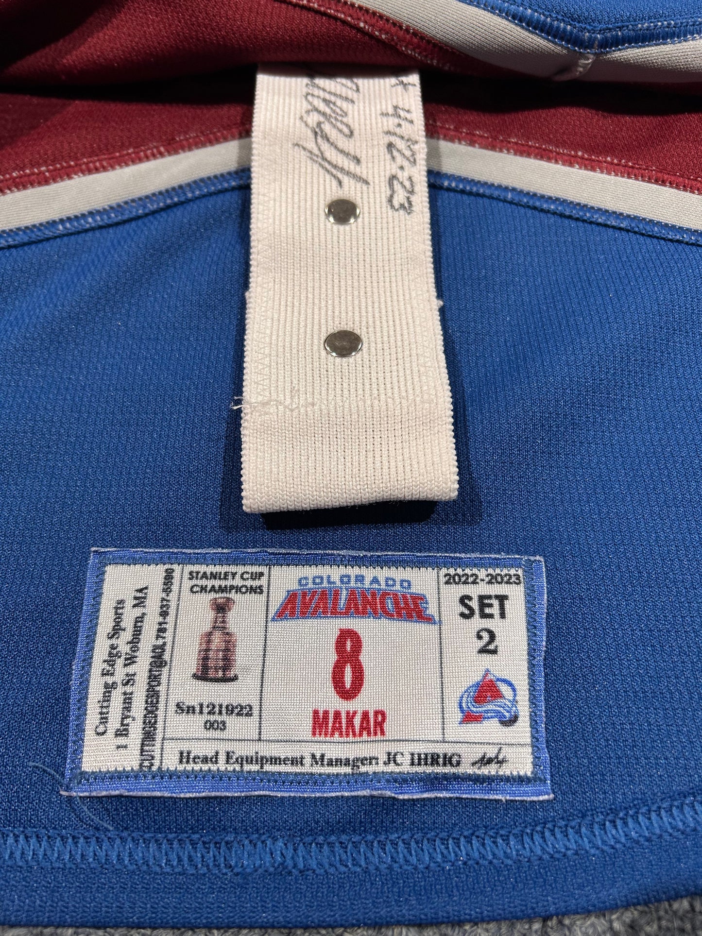 Cale Makar 2022/23 Colorado Avalanche Home #8 Game Worn Jersey