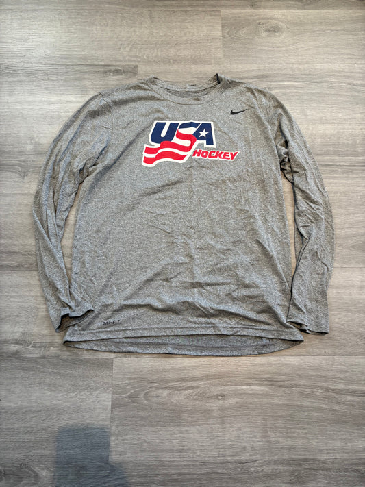 New Team USA Gray Nike Long Sleeve Shirt (Large)