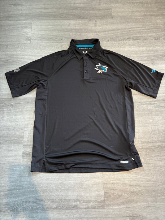 San Jose Sharks Team Issued Fanatics Black Large Men's Polo