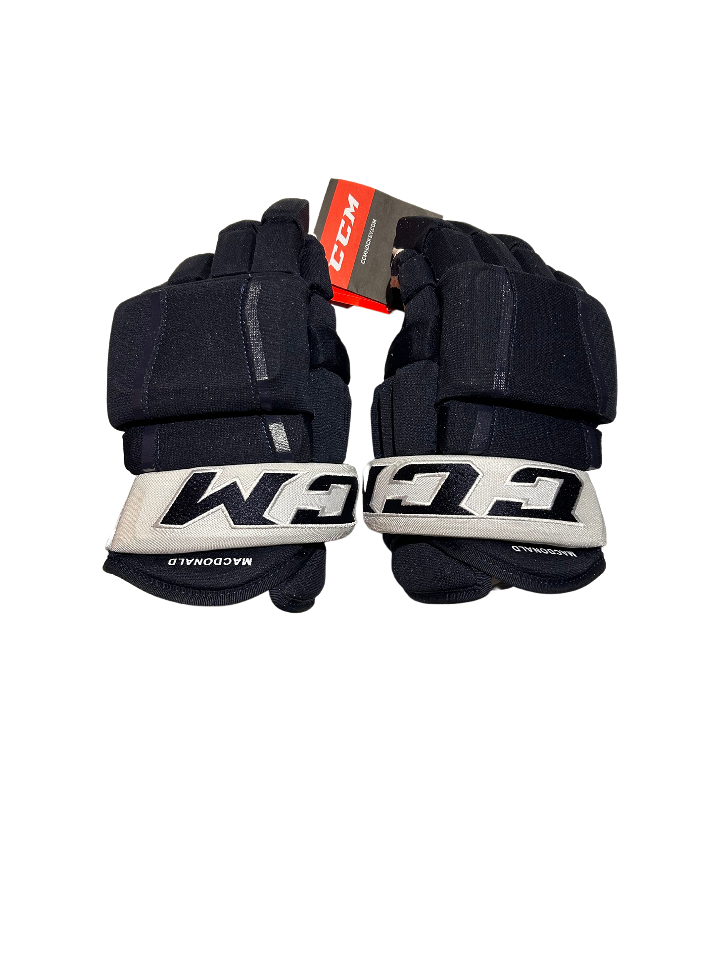 New Player Issued Navy & White Colorado Avalanche CCM HG97 Gloves (Multiple Sizes)