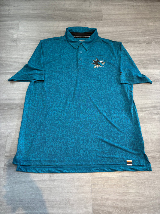 San Jose Sharks Teal Team Issued Fanatics Men's Polo