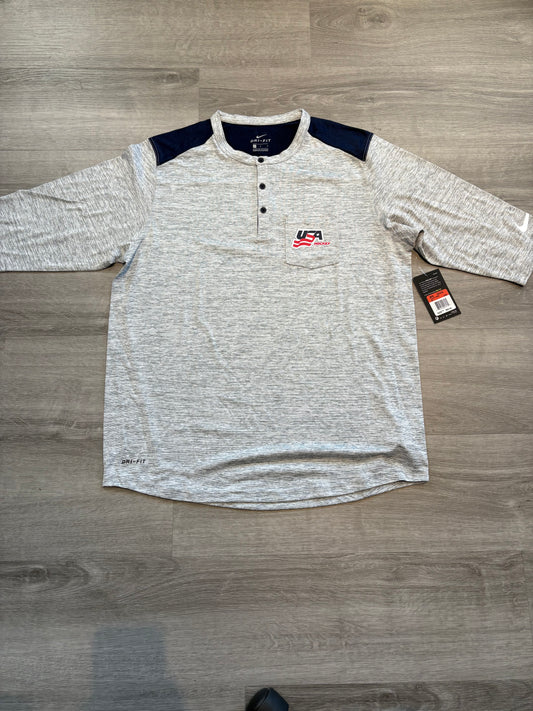 New Team USA Gray Nike 3/4 Sleeve Shirt (Large)