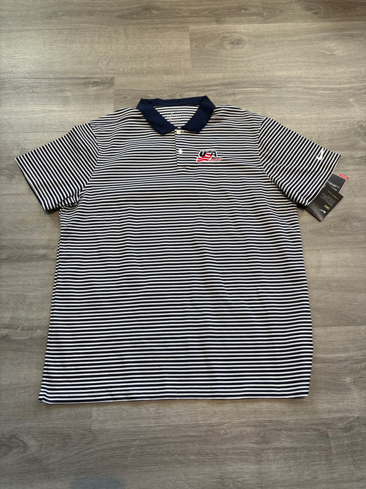 New Team USA Blue Striped Nike Short Sleeve Polo ( Extra Large)