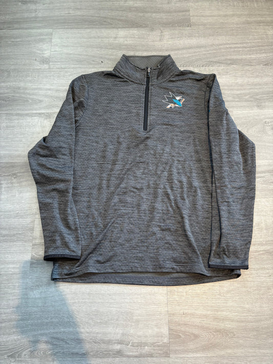 San Jose Sharks Team Issued Fanatics Gray Men's 1/4 Zip (Large)