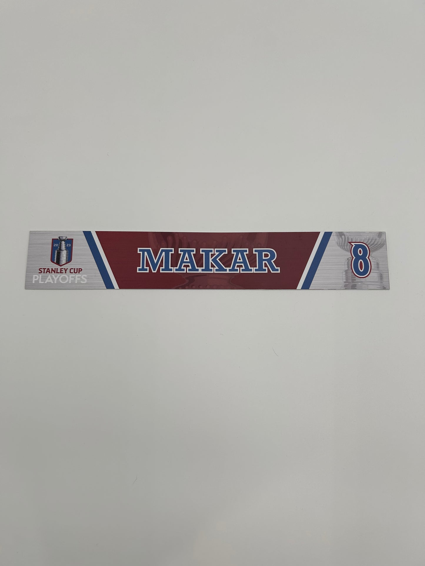 Cale Makar 2023 Playoff Used Locker Room Nameplate
