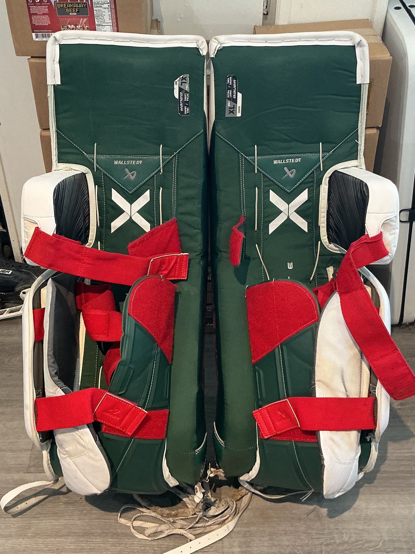 Minnesota Wild Wallstedt 36" Bauer Hyperlite 2 Goalie Leg Pads Pro Stock (Used)